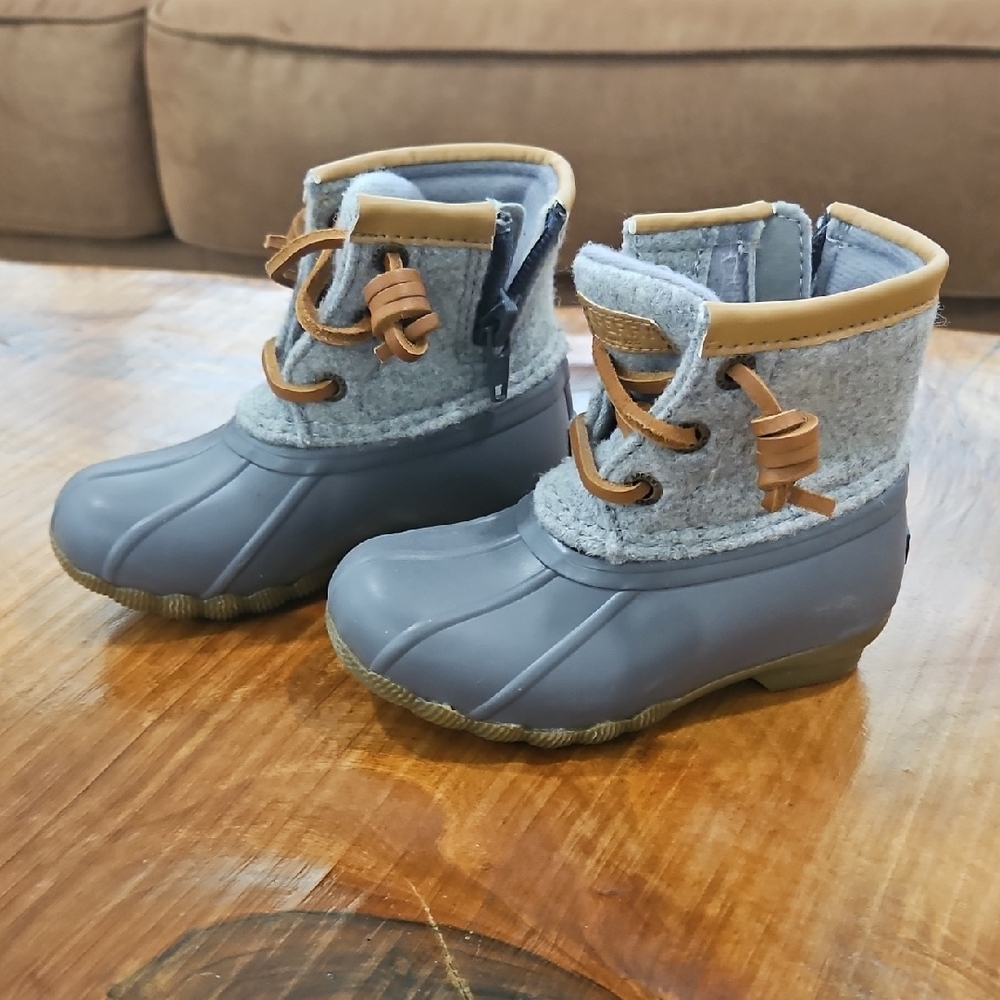 Sperry Saltwater Wool Embossed Thinsulate™ Duck Boot, GREY, Toddler Size 6